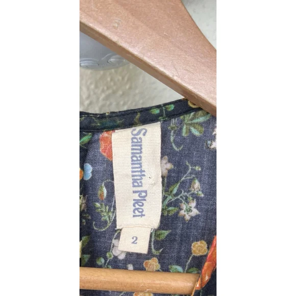 Samantha Pleet Garden Jumpsuit Puff Sleeve 2 Black Illuminated Ethereal Floral - Picture 14 of 14